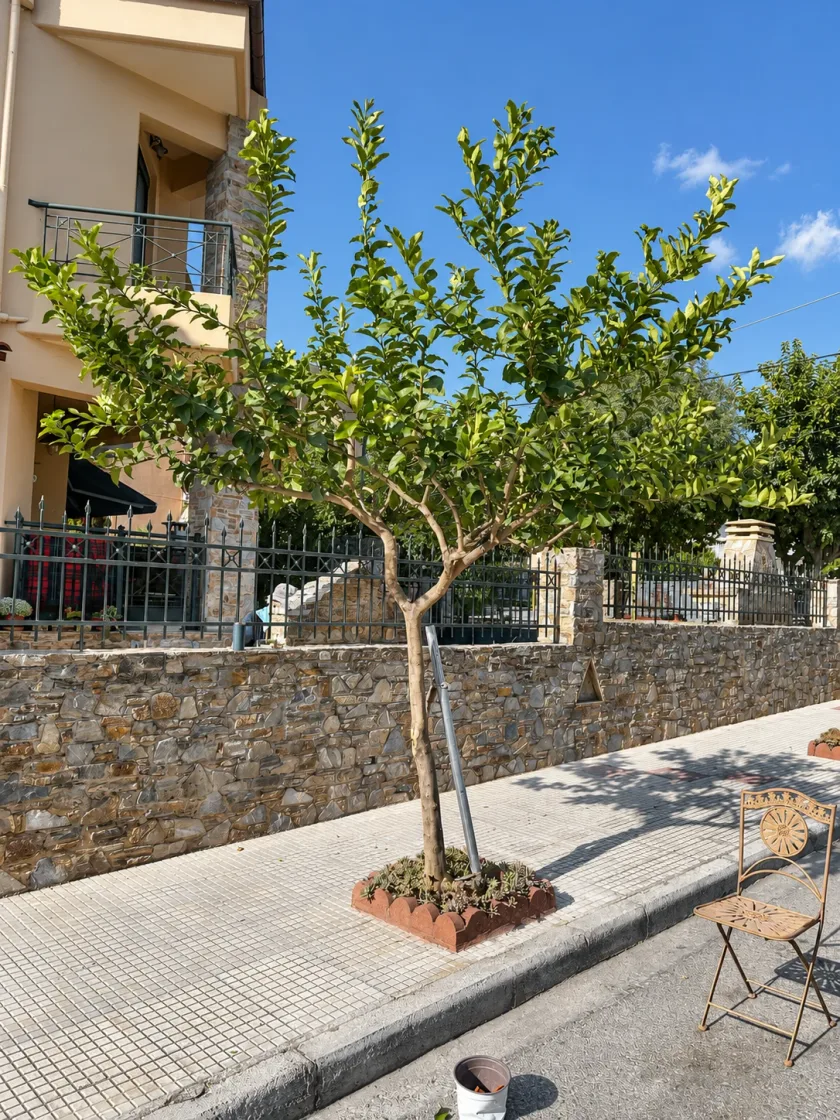 Το ίδιο δέντρο μετά το κλάδεμα, με αραιωμένη και ισορροπημένη κόμη